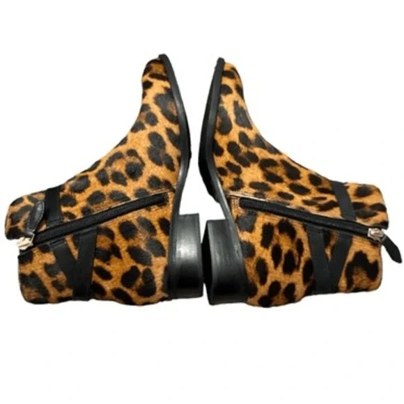 NEW Talbots sz 7 Womens Tish Animal Print Real Calf Hair Zip Up Ankle Boots Chic - Picture 9 of 9